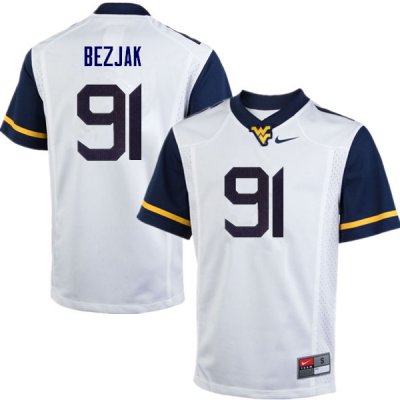 Men's West Virginia Mountaineers NCAA #91 Matt Bezjak White Authentic Nike Stitched College Football Jersey TV15S51WE